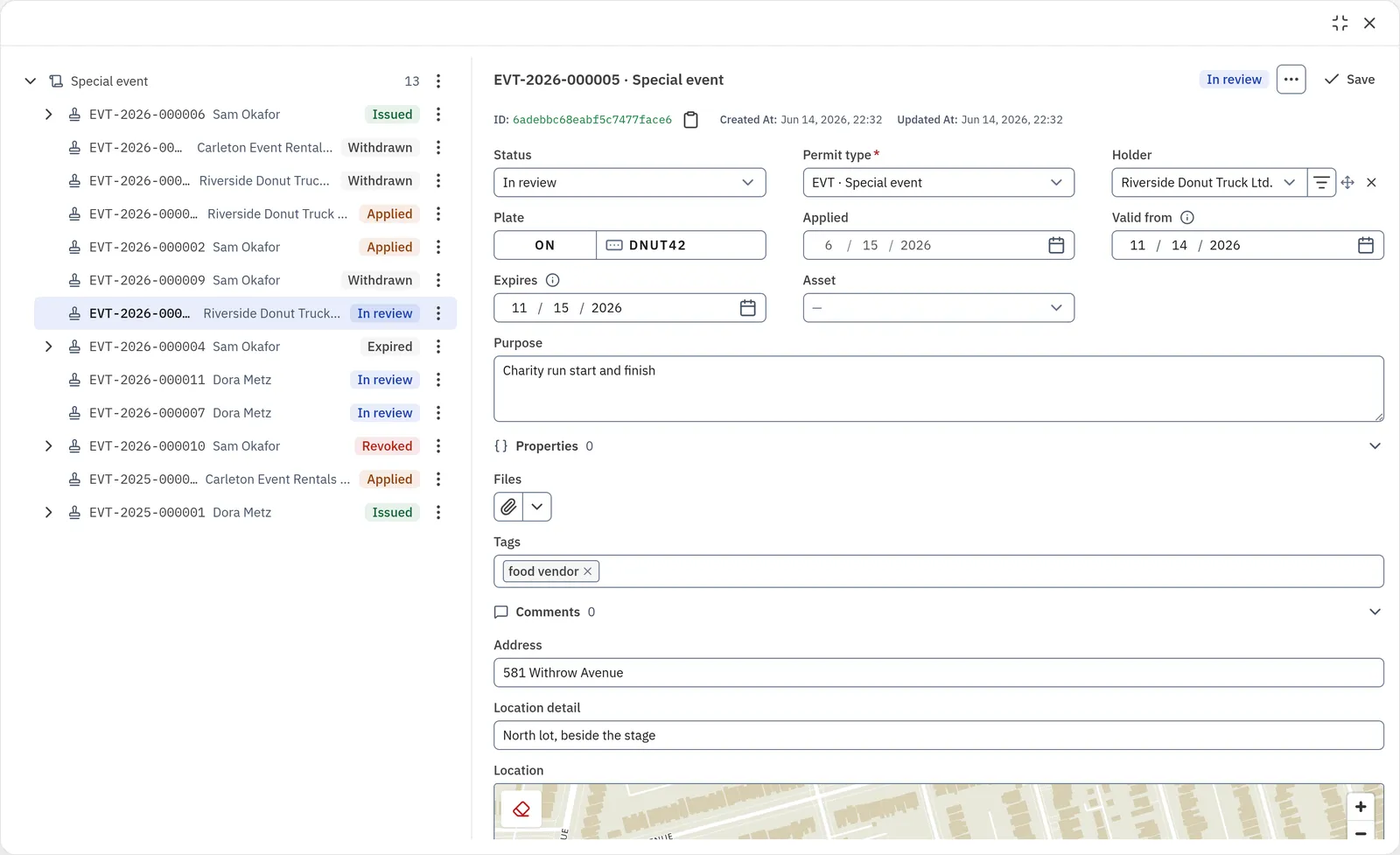A permit application under review