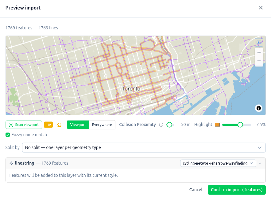 Preview Import — incoming data checked for collisions before it lands